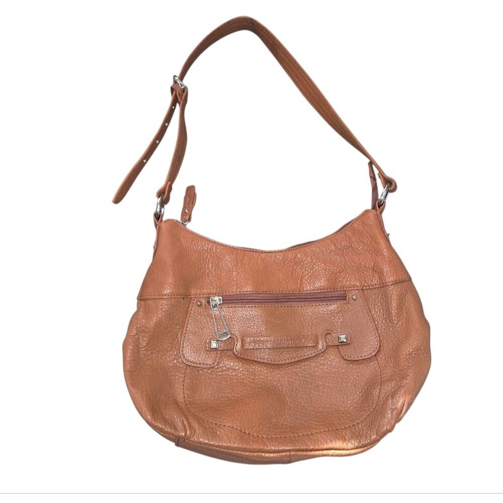 Stone Moutain Brown Pebble Leather Shoulder Bag Purse